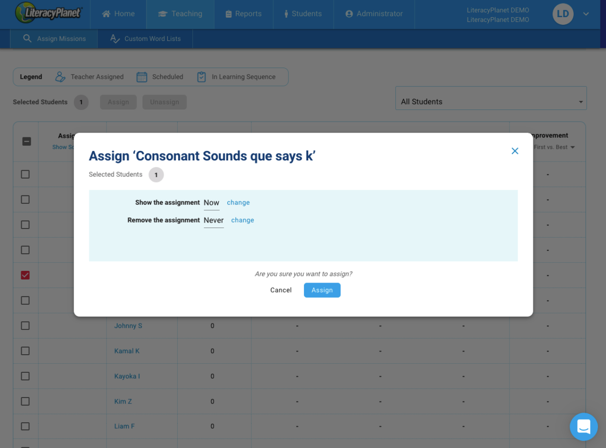 New product release: Scheduled Assignments | LiteracyPlanet